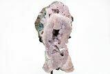 Sparkly, Pink Amethyst Section With Metal Stand - Brazil #216855-2